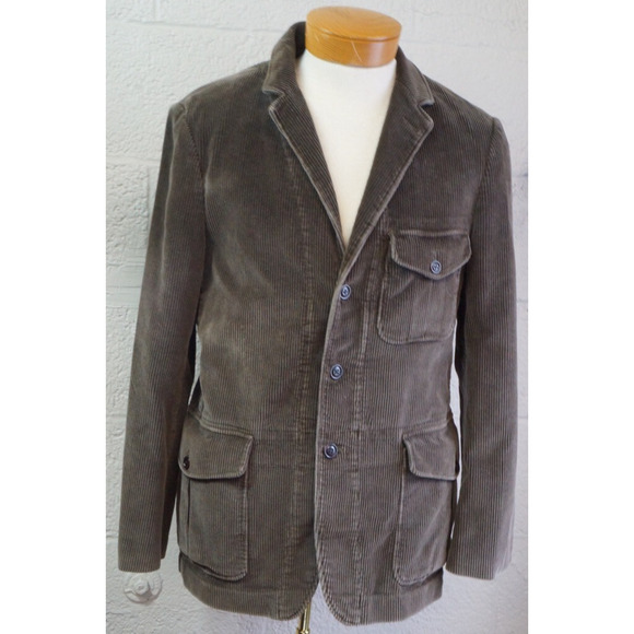 J Crew Ludlow Blazer Mens M Corduroy Unstructured Sports Coat Elbow Patch - Picture 1 of 11